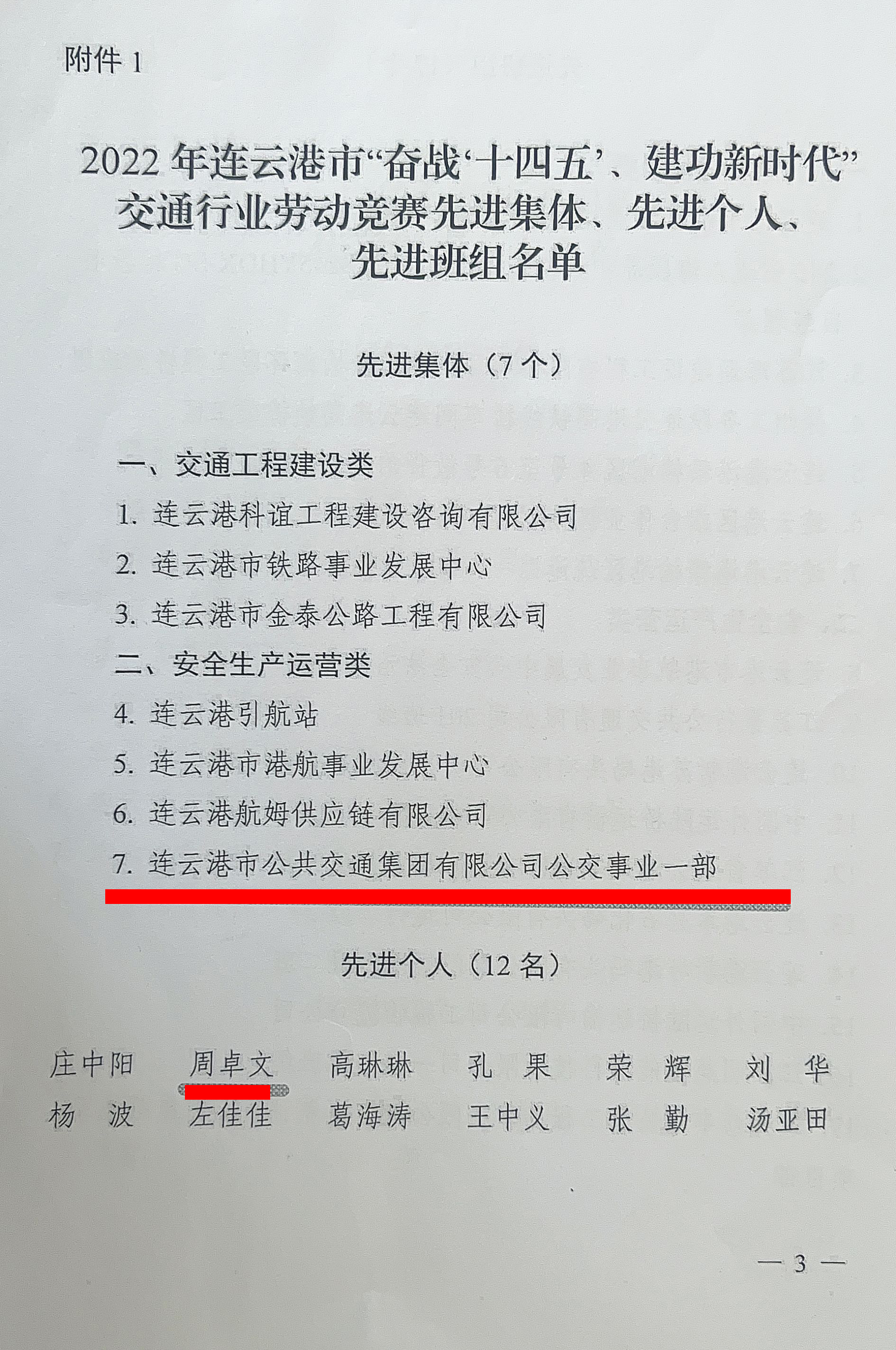 公交集團(tuán)公交事業(yè)一部喜獲“奮戰(zhàn)‘十四五’、建功新時(shí)代”勞動(dòng)競(jìng)賽先進(jìn)集體、先進(jìn)個(gè)人
